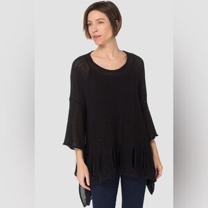 Joseph Ribkoff Size S/M Oversized Black Knit Tunic With Cutouts